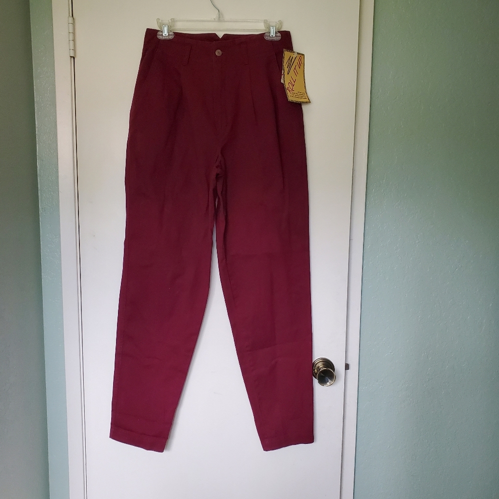 Vtg Palmetto's Loafers Women's Burgundy Roll It Up Pants Size 7 100% Cotton NWT